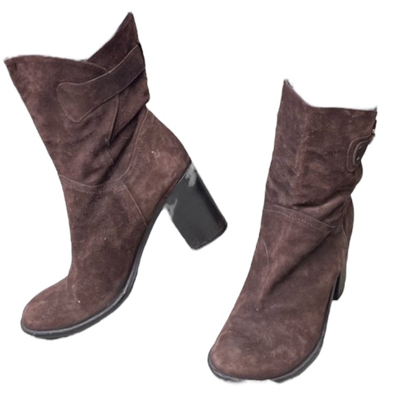DAVID’S Block Heel Mid-calf Suede Boots - Picture 2 of 7